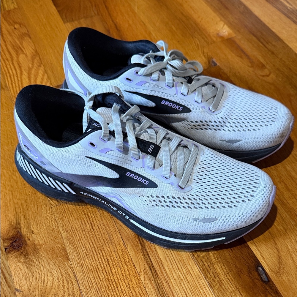 Brooks Light Gray and Lavender Running Shoes